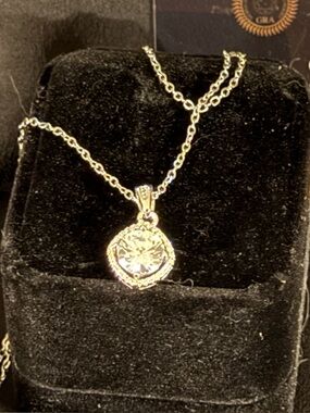 Sterling Silver Round MOISSANITE Pendant Necklace - White